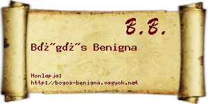 Bögös Benigna névjegykártya